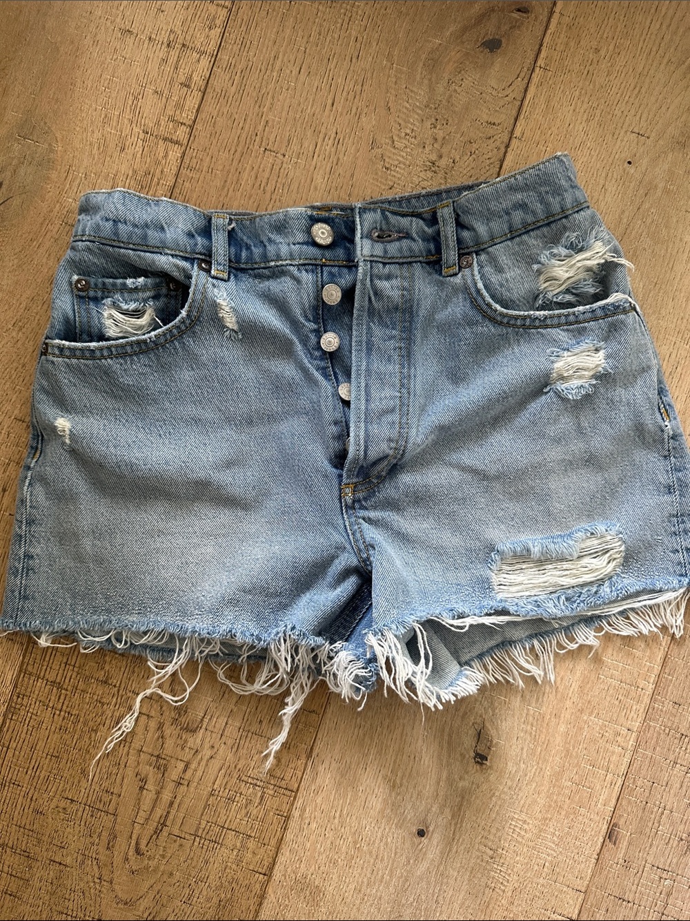 Boyish Light Blue Distressed Denim Cutoff Shorts 26